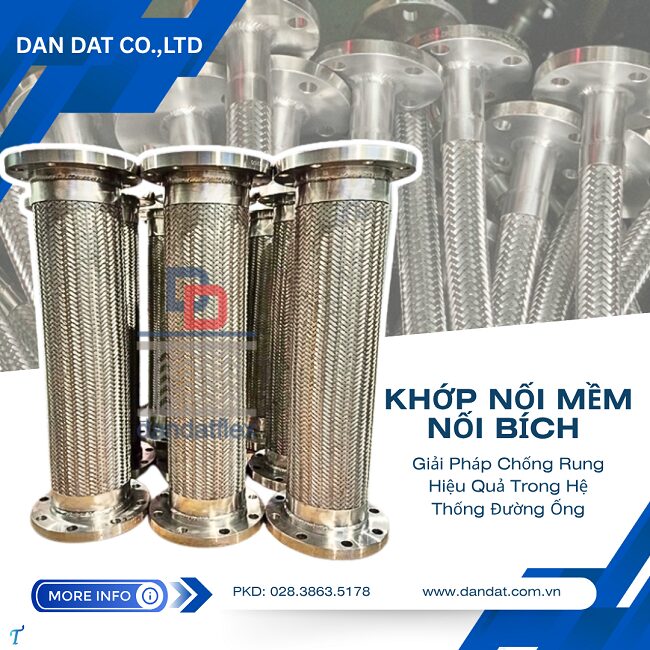 Khớp nối ống mềm, khớp nối mềm mặt bích, khớp nối mềm nối bích chịu nhiệt, khớp chống rung inox