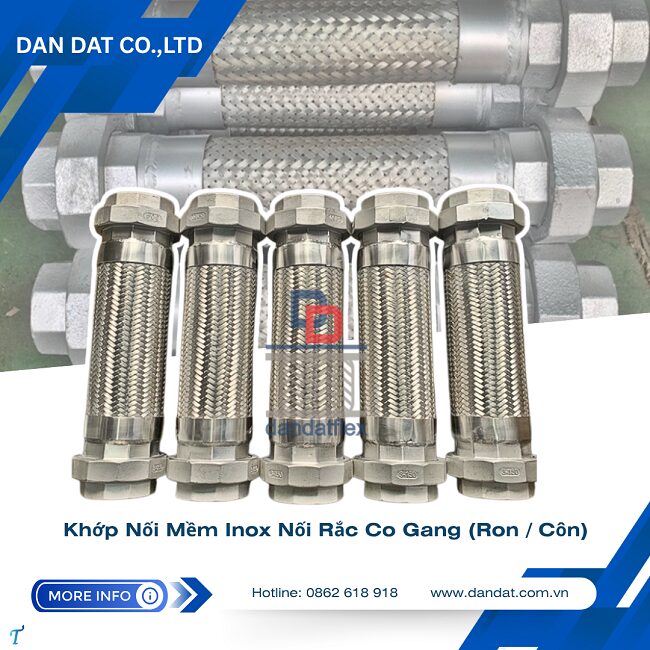 Khớp nối mềm inox nối ren,khớp nối ren công nghiệp,khớp chống rung mặt bích,khớp nối giảm chấn inox