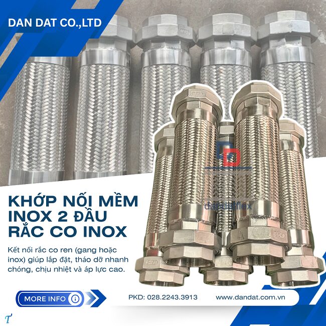 Khớp nối mềm inox nối ren,khớp nối ren công nghiệp,khớp chống rung mặt bích,khớp nối giảm chấn inox