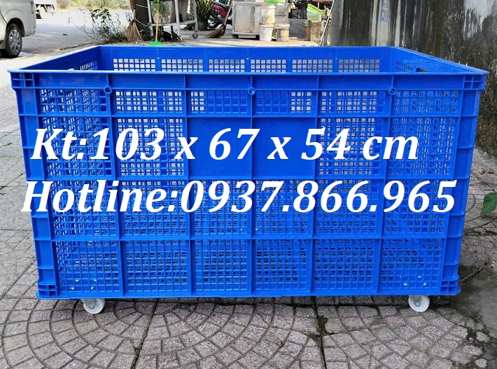 Sọt có bánh xe dưới đáy quay 360độ, sọt kéo hàng trong nhà xưởng