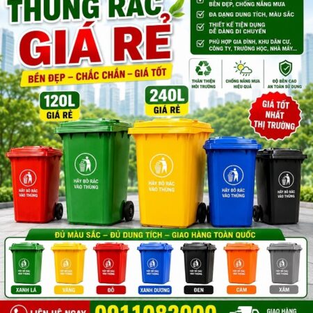 Chuyên bỏ sỉ lẻ thùng rác 120l 240L giá rẻ tại Cần thơ- hàng chất lượng đạt tiêu chuẩn- lh 09110820