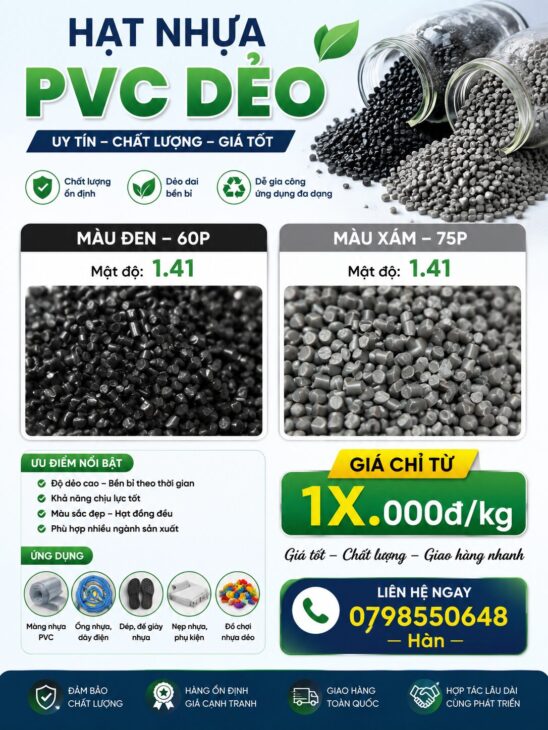 Xả kho giá sốc- hạt nhựa pvc dẻo tái sinh đủ hàng xám/đen