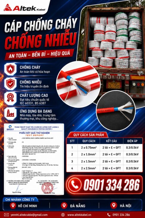 Cập Nhật Giá Cáp Chống Cháy Chống Nhiễu ALTEK KABEL Cho Công Trình