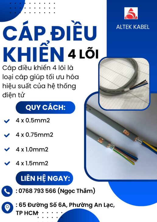 CẦN BÁN Cáp Điều Khiển 4 Lõi ALTEK KABEL