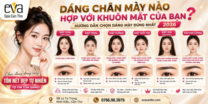 Dáng Chân Mày Nào Hợp Với Khuôn Mặt Của Bạn? Chọn Dáng Mày Đúng Nhất 2026 – Eva Spa Cần Thơ Dáng Chân Mày Nào Hợp Với Khuôn Mặt Của Bạn? Chọn Dáng Mày Đúng Nhất 2026 – Eva Spa Cần Thơ
