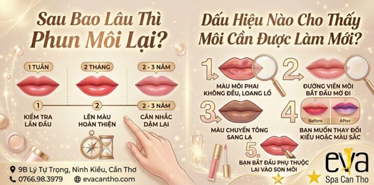 Sau Bao Lâu Thì Phun Môi Lại? Dấu Hiệu Nào Cho Thấy Môi Cần Được Làm Mới? Eva Spa Cần Thơ