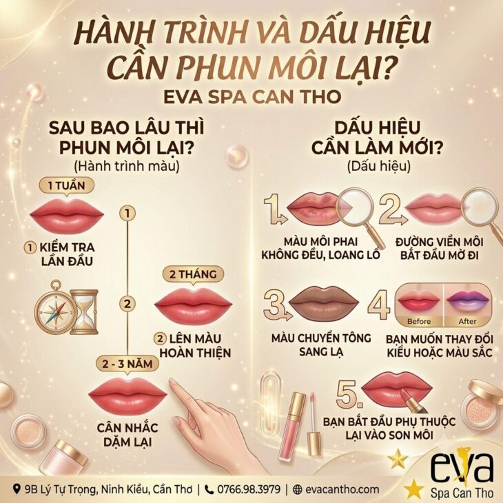 Sau Bao Lâu Thì Phun Môi Lại? Dấu Hiệu Nào Cho Thấy Môi Cần Được Làm Mới? Eva Spa Cần Thơ