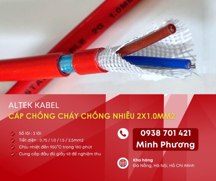 Báo giá cáp chống cháy chống nhiễu 2×1.0mm2 mới nhất Đà Nẵng, Quy Nhơn, Tuy Hòa