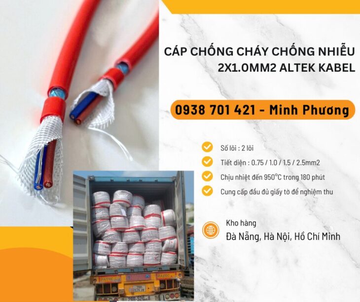 Báo giá cáp chống cháy chống nhiễu 2×1.0mm2 mới nhất Đà Nẵng, Quy Nhơn, Tuy Hòa