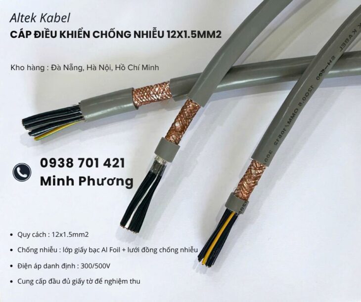 Cáp điều khiển chống nhiễu 12×1.5mm² chính hãng – Sẵn kho Đà Nẵng, Hồ Chí Minh