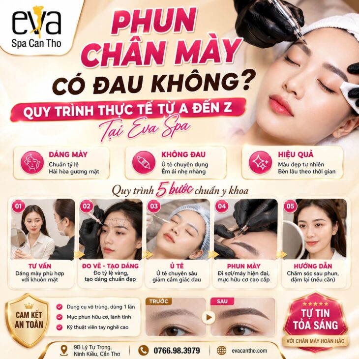 Phun Chân Mày Có Đau Không? Quy Trình Thực Tế Từ A Đến Z Tại Eva Spa Cần Thơ