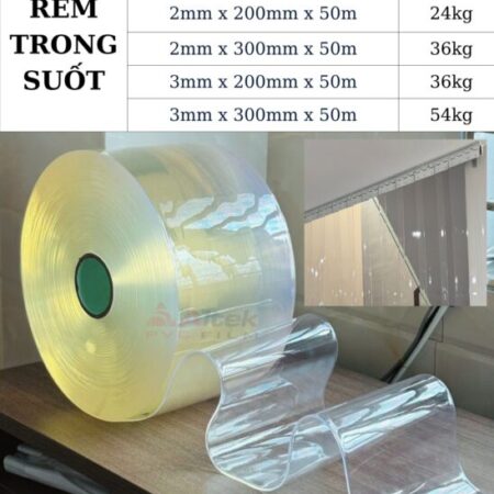 Rèm nhựa trong & vàng – phù hợp nhà xưởng, kho lạnh, cửa hàng