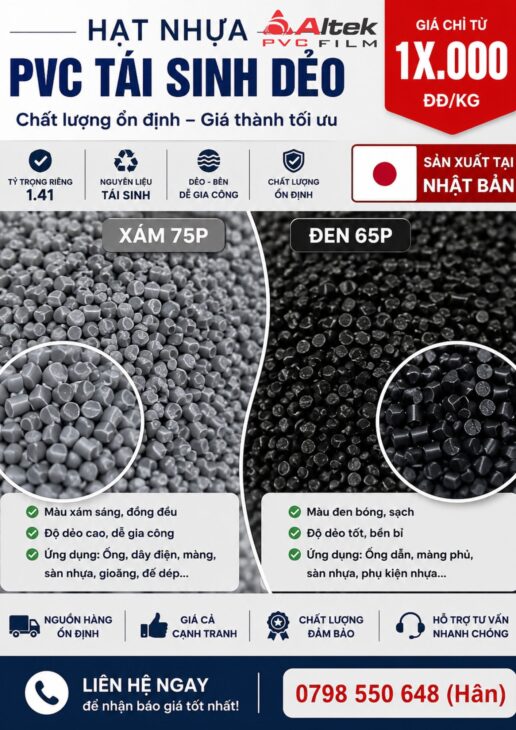 Hạt nhựa Pvc tái sinh dẻo- chất lượng nhật bản, giá sỉ tận gốc