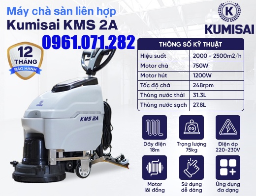 Máy chà sàn liên hợp đẩy tay Kumisai KMS 2A