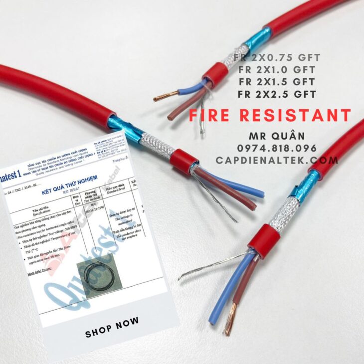 Cáp chống cháy chống nhiễu 2×0.75 FR2075GFT