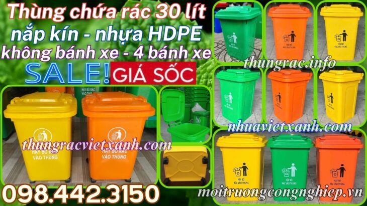Thùng rác nhựa 30 lít nắp kín TR30