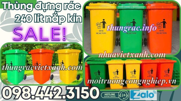 Thùng rác nhựa 240 lít nắp kín TR240K