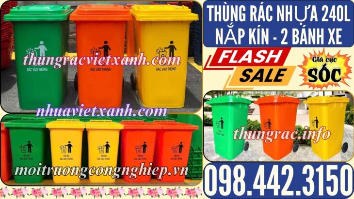 Thùng rác nhựa 240 lít nắp kín TR240K
