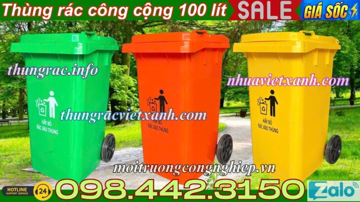 Thùng rác nhựa 100 lít nắp kín TR100