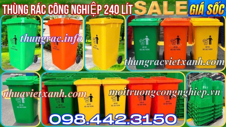 Thùng rác nhựa 240 lít nắp kín TR240K