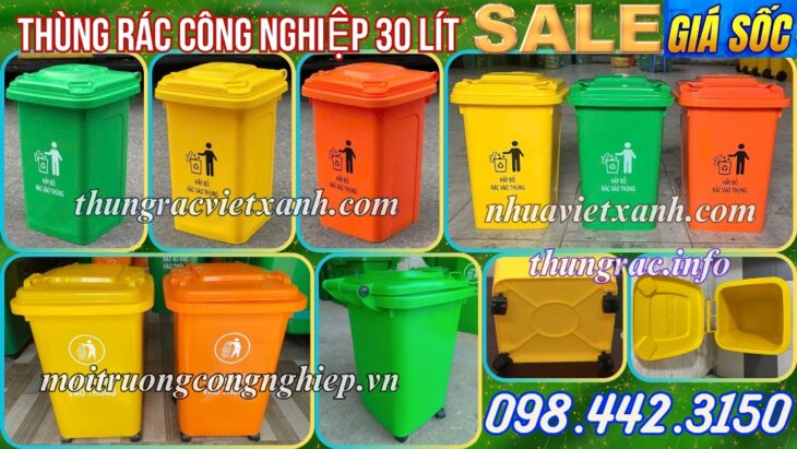 Thùng rác nhựa 30 lít nắp kín TR30