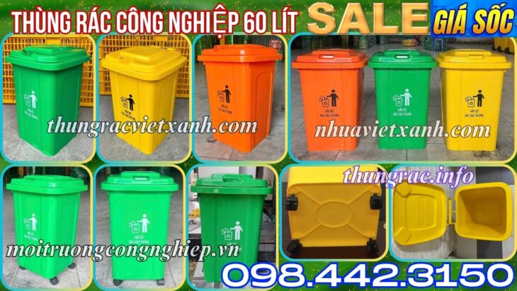 Thùng rác nhựa 60 lít nắp kín TR60