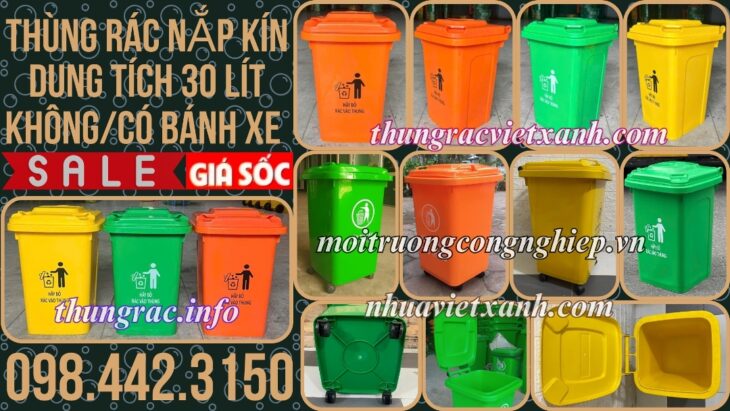 Thùng rác nhựa 30 lít nắp kín TR30
