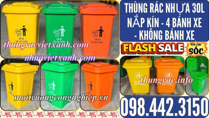 Thùng rác nhựa 30 lít nắp kín TR30