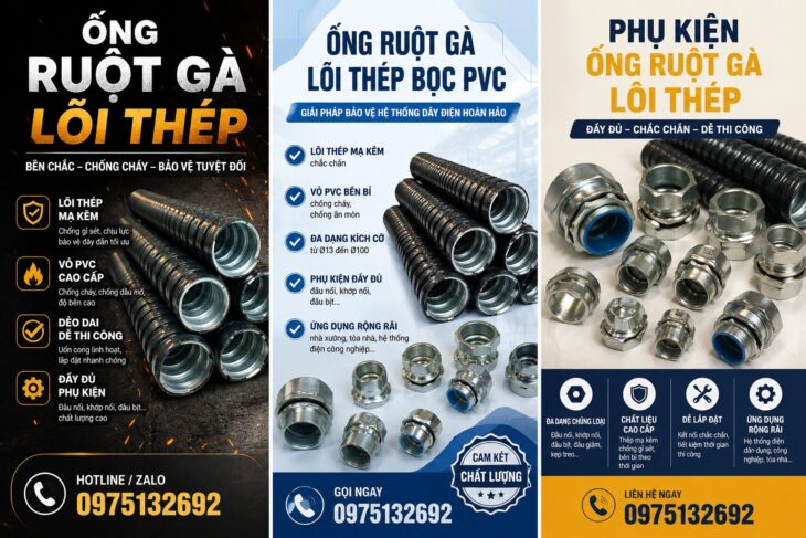 Ống ruột gà lõi thép bọc PVC – Bảo vệ dây cáp chắc chắn, linh hoạt