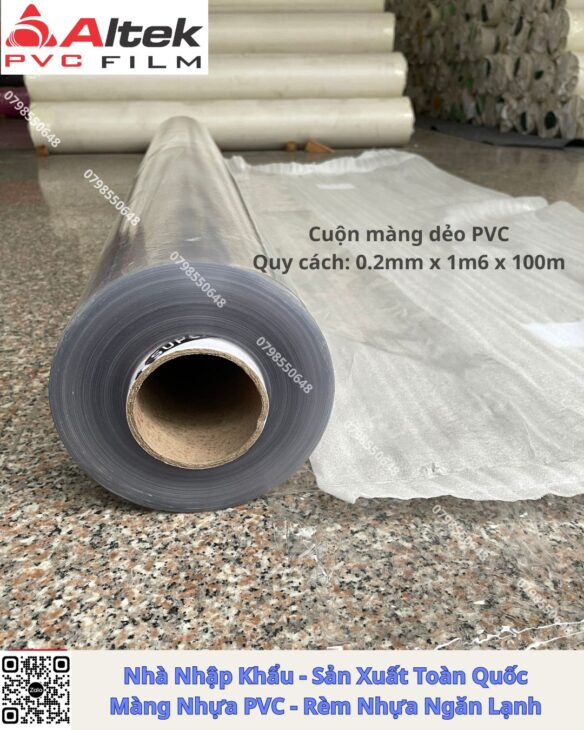 Màng PVC dẻo 0.2mm x 1m6 x 100m (có bột)- sẵn hàng giá sỉ tận xưởng