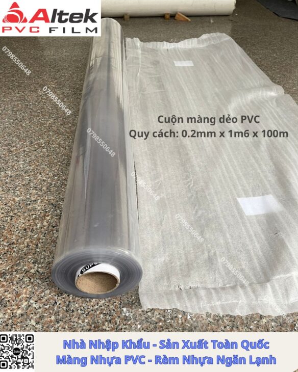 Màng PVC dẻo 0.2mm x 1m6 x 100m (có bột)- sẵn hàng giá sỉ tận xưởng
