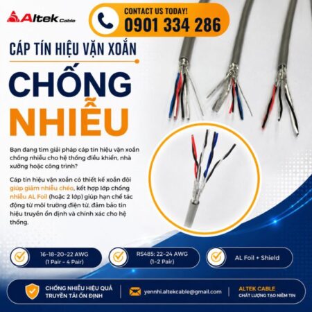 Cáp Tín Hiệu RS485 Chống Nhiễu ALTEK KABEL – Truyền Tín Hiệu Ổn Định, Đồng Nguyên Chất 100%