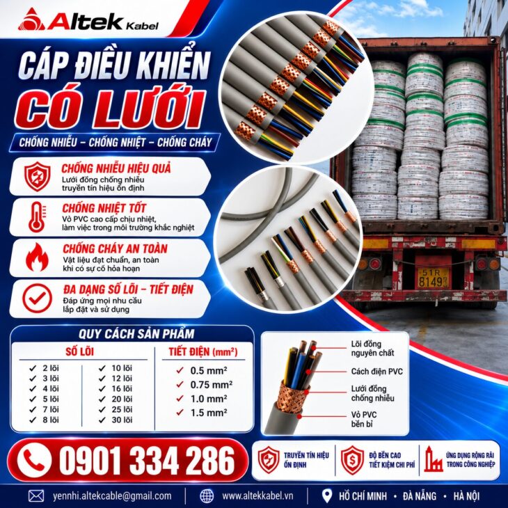 Cáp Điều Khiển ALTEK KABEL Có Lưới Chống Nhiễu 2 Đến 30 Lõi