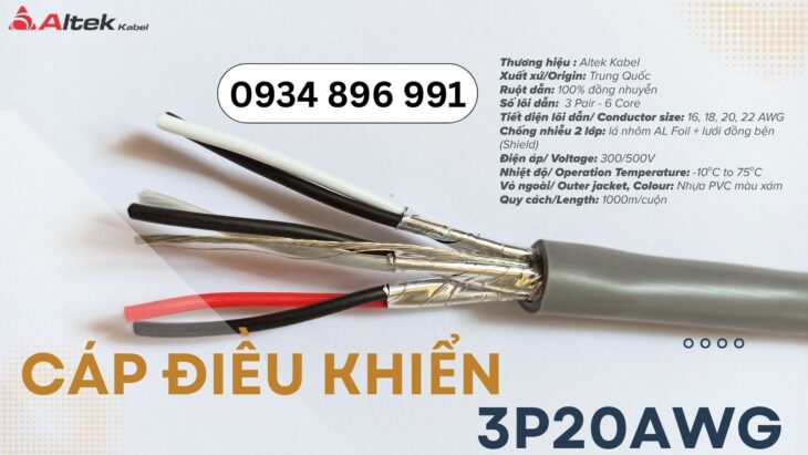 Cáp tín hiệu vặn xoắn 3 Pair 20 AWG – Giao nhanh Hải Phòng, Quảng Ninh, Hải Dương