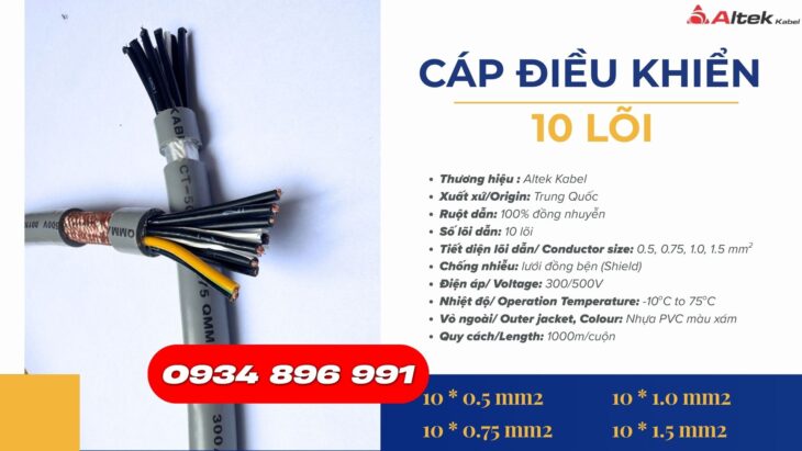 Cáp điều khiển 10 lõi Altek Kabel giá sỉ tại TP.HCM, Bình Dương, Đồng Nai