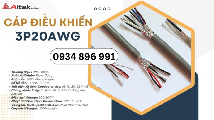 Cáp tín hiệu vặn xoắn 3 Pair 20 AWG – Giao nhanh Hải Phòng, Quảng Ninh, Hải Dương