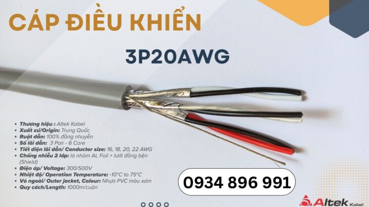Cáp tín hiệu vặn xoắn 3 Pair 20 AWG – Giao nhanh Hải Phòng, Quảng Ninh, Hải Dương