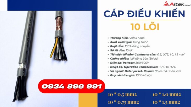 Cáp điều khiển 10 lõi Altek Kabel giá sỉ tại TP.HCM, Bình Dương, Đồng Nai