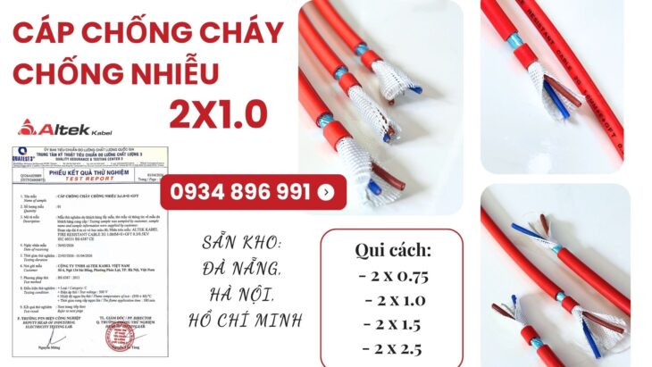 Cáp Chống Cháy Chống Nhiễu 2×1.5mm² – Sẵn Kho Ninh Thuận, Bình Dương, Cần Thơ