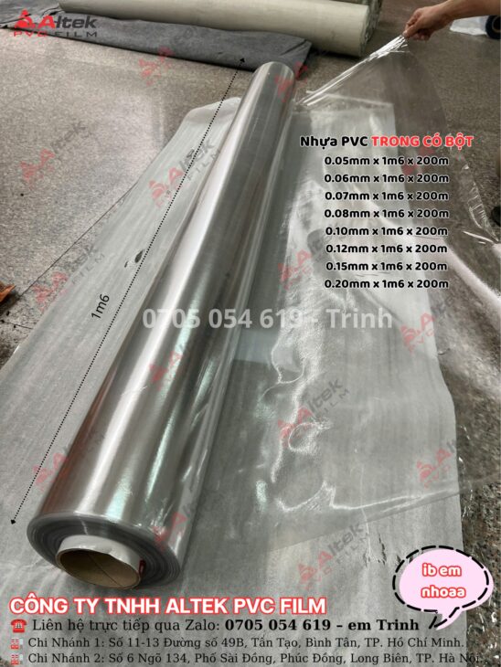 Màng nhựa pvc Trong Suốt hàng chính hãng Công Ty Altek Pvc Film