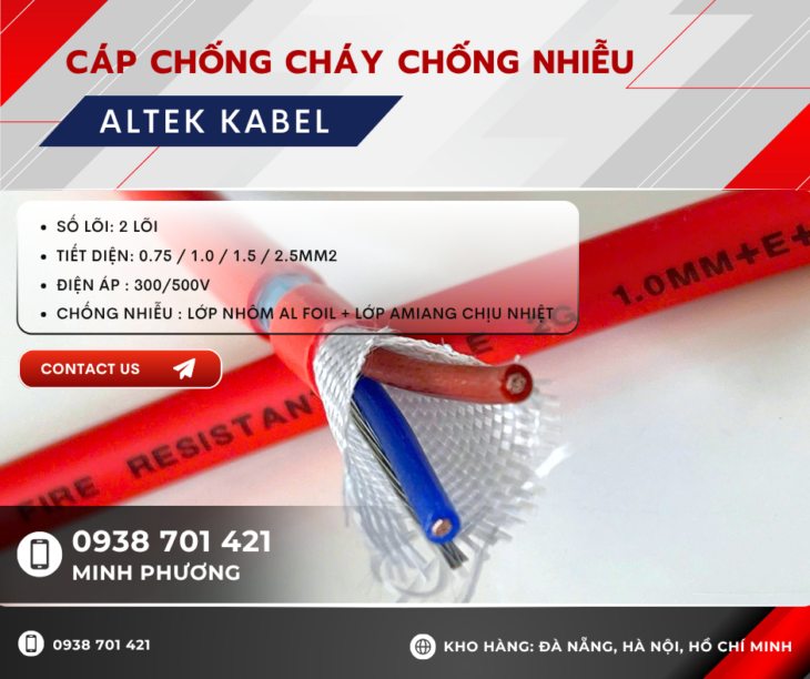 Cáp chống cháy chống nhiễu 2 lõi – Hàng sẵn kho, giao nhanh toàn quốc