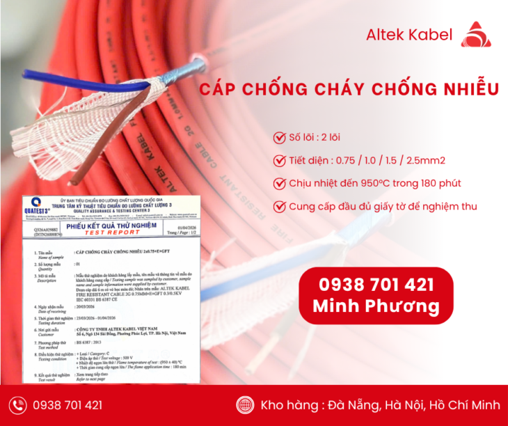 Cáp chống cháy chống nhiễu 2 lõi – Hàng sẵn kho, giao nhanh toàn quốc