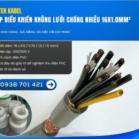 Cáp điều khiển không lưới chống nhiễu 16×1.0mm² – Hàng sẵn kho Đà Nẵng, HN, HCM Cáp điều khiển không lưới chống nhiễu 16×1.0mm² – Hàng sẵn kho Đà Nẵng, HN, HCM