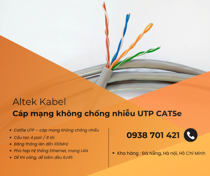 Cáp mạng UTP cat5e – Giải pháp kết nối mạng lan ổn định Đà Nẵng, Huế, Bình Định