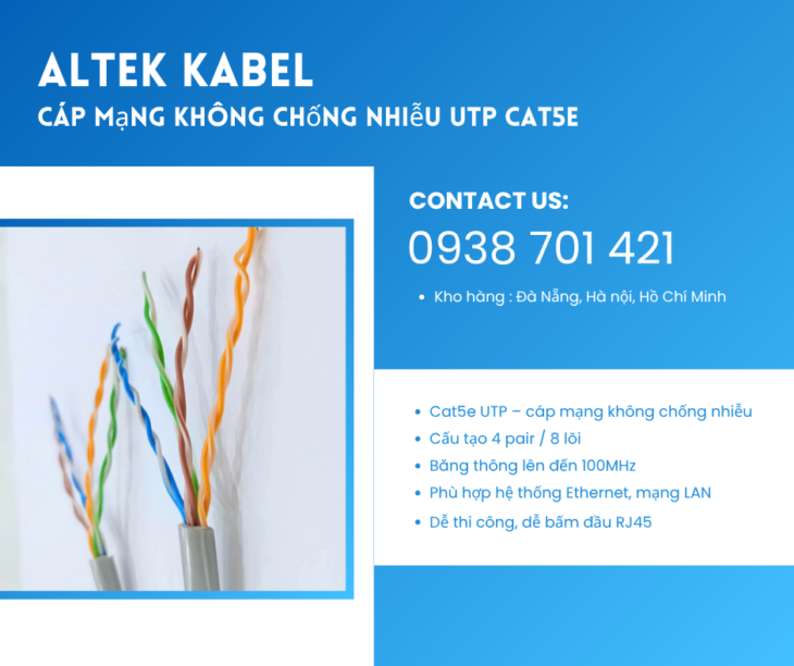 Cáp mạng UTP cat5e – Giải pháp kết nối mạng lan ổn định Đà Nẵng, Huế, Bình Định