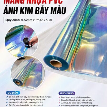Màng nhựa pvc ánh kim bảy màu lấp lánh, sẵn hàng, giá tốt