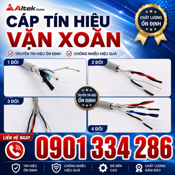 Cáp Mạng Tín Hiệu RS485 2 Lớp Chống Nhiễu ALTEK KABEL