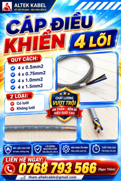 CẦN BÁN Cáp Điều Khiển ALTEK KABEL 4 Lõi – Vận Hành Ổn Định