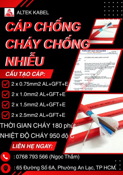 CẦN BÁN Cáp Chống Cháy Chống Nhiễu Altek Kabel 2 x 0.75mm2