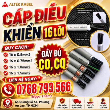 CẦN BÁN Cáp Điều Khiển ALTEK KABEL 16 Lõi 0.5mm2 – 1.5mm2 CẦN BÁN Cáp Điều Khiển ALTEK KABEL 16 Lõi 0.5mm2 – 1.5mm2